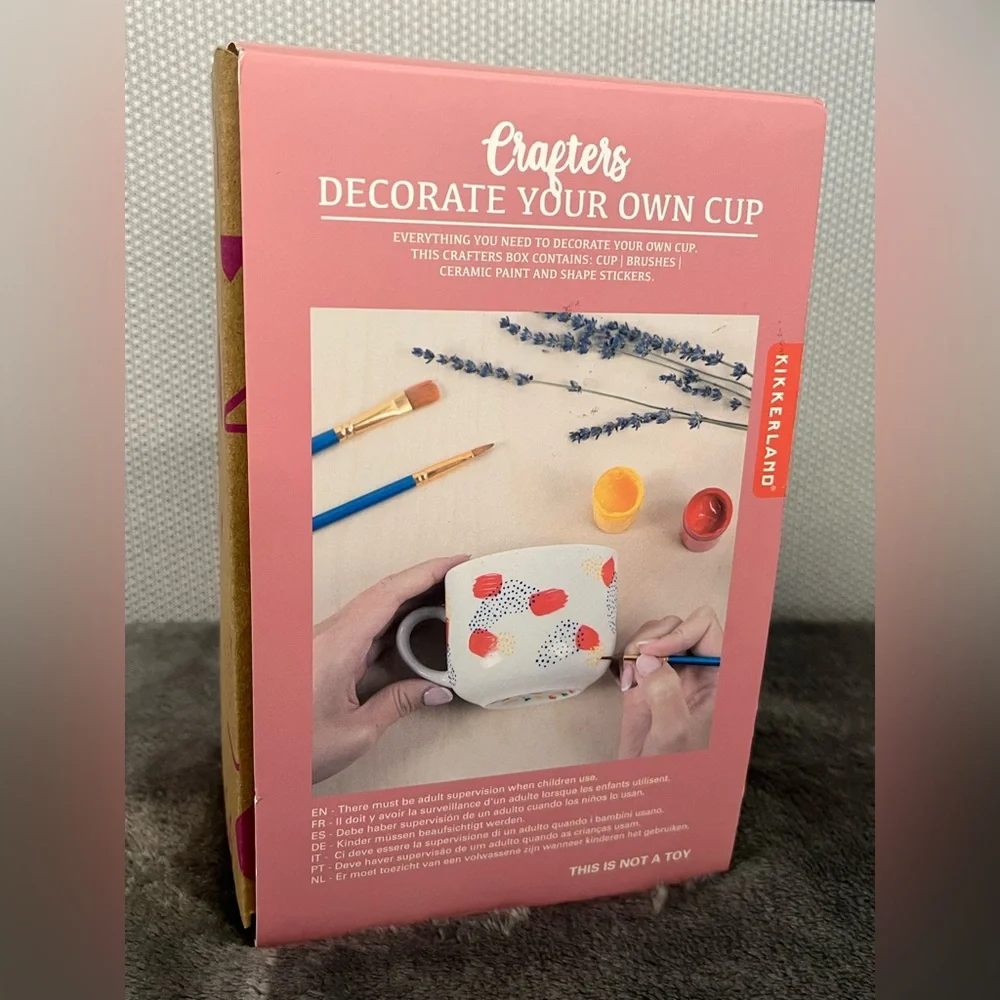 Decorate a Cup Kit: mug, brushes, paint, stickers, booklet. Kids 6+. Gift. NWT